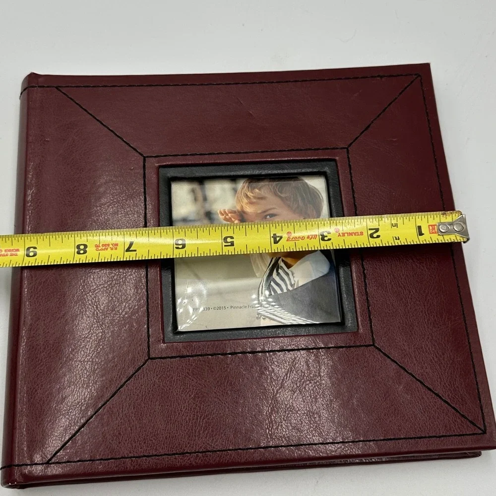 Pinnacle Frames & Accents Photo Album Burgundy Faux Leather Holds 4X6 Pictures
